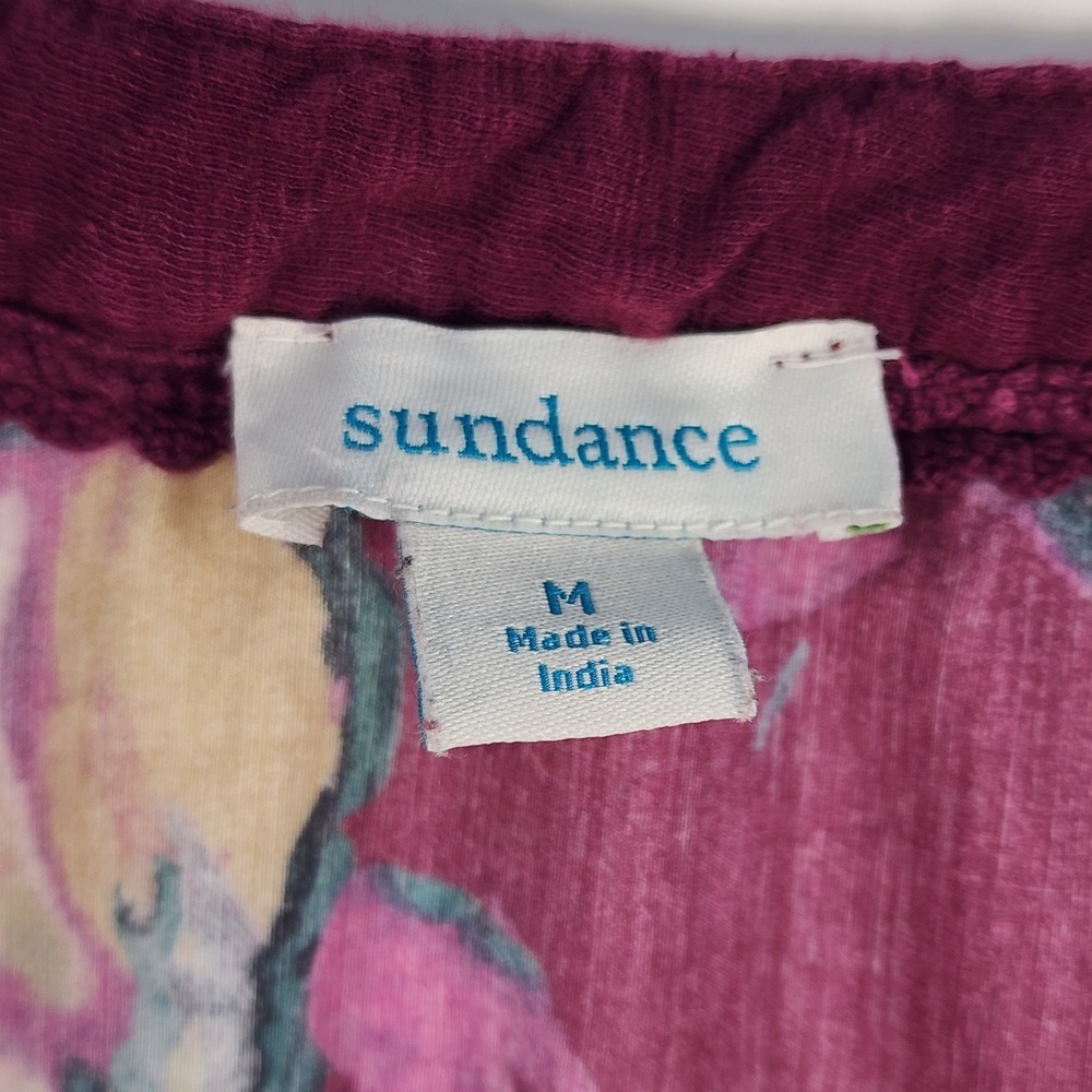 Sundance Women Boho Embroidered Floral V-Neck Mixed Media Blouse Size M - Picture 7 of 10